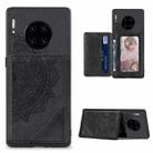 For Huawei Mate 30 Pro Mandala Embossed Magnetic Cloth PU+TPU+PC Case with Holder & Card Slots & Wallet & Photo Frame(Black) - 1