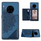 For Huawei Mate 30 Pro Mandala Embossed Magnetic Cloth PU+TPU+PC Case with Holder & Card Slots & Wallet & Photo Frame(Blue) - 1