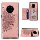 For Huawei Mate 30 Pro Mandala Embossed Magnetic Cloth PU+TPU+PC Case with Holder & Card Slots & Wallet & Photo Frame(Rose Gold) - 1