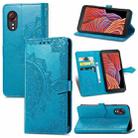 For Samsung Galaxy XCover 5 Mandala Flower Embossed Horizontal Flip Leather Case with Bracket / Card Slot / Wallet / Lanyard(Blue) - 1