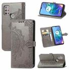 For Motorola Moto G30 / G10 Mandala Flower Embossed Horizontal Flip Leather Case with Bracket / Card Slot / Wallet / Lanyard(Grey) - 1