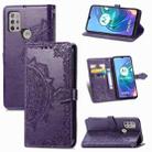 For Motorola Moto G30 / G10 Mandala Flower Embossed Horizontal Flip Leather Case with Bracket / Card Slot / Wallet / Lanyard(Purple) - 1