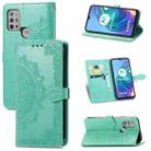 For Motorola Moto G30 / G10 Mandala Flower Embossed Horizontal Flip Leather Case with Bracket / Card Slot / Wallet / Lanyard(Green) - 1