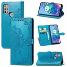 For Motorola Moto G30 / G10 Mandala Flower Embossed Horizontal Flip Leather Case with Bracket / Card Slot / Wallet / Lanyard(Blue) - 1