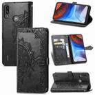 For Motorola Moto E7 Power Mandala Flower Embossed Horizontal Flip Leather Case with Bracket / Card Slot / Wallet / Lanyard(Black) - 1