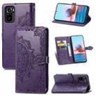For Xiaomi Redmi Note 10 4G Mandala Flower Embossed Horizontal Flip Leather Case with Bracket / Card Slot / Wallet / Lanyard(Purple) - 1