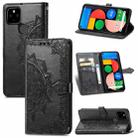 For Google Pixel 5A Mandala Flower Embossed Horizontal Flip Leather Case with Bracket / Card Slot / Wallet / Lanyard(Black) - 1