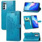 For OPPO Reno5 Pro Mandala Flower Embossed Horizontal Flip Leather Case with Bracket / Card Slot / Wallet / Lanyard(Blue) - 1