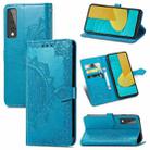 For LG Stylo 7 Mandala Flower Embossed Horizontal Flip Leather Case with Bracket / Card Slot / Wallet / Lanyard(Blue) - 1