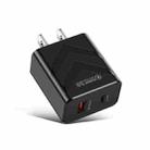 LZ-715 20W PD + QC 3.0 Dual Ports Fast Charging Travel Charger, US Plug(Black) - 1