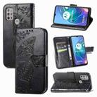 For Motorola Moto G30 / G10 Butterfly Love Flower Embossed Horizontal Flip Leather Case with Bracket & Card Slot & Wallet & Lanyard(Black) - 1