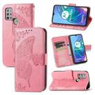 For Motorola Moto G30 / G10 Butterfly Love Flower Embossed Horizontal Flip Leather Case with Bracket & Card Slot & Wallet & Lanyard(Pink) - 1