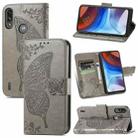 For Motorola Moto E7 Power Butterfly Love Flower Embossed Horizontal Flip Leather Case with Bracket & Card Slot & Wallet & Lanyard(Gray) - 1