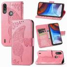 For Motorola Moto E7 Power Butterfly Love Flower Embossed Horizontal Flip Leather Case with Bracket & Card Slot & Wallet & Lanyard(Pink) - 1