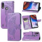 For Motorola Moto E7 Power Butterfly Love Flower Embossed Horizontal Flip Leather Case with Bracket & Card Slot & Wallet & Lanyard(Light Purple) - 1