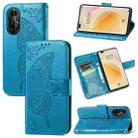 For Huawei Nova 8 Pro Butterfly Love Flower Embossed Horizontal Flip Leather Case with Bracket & Card Slot & Wallet & Lanyard(Blue) - 1