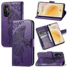 For Huawei Nova 8 Pro Butterfly Love Flower Embossed Horizontal Flip Leather Case with Bracket & Card Slot & Wallet & Lanyard(Dark Purple) - 1