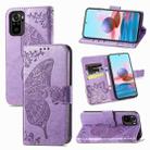 For Xiaomi Redmi Note 10 4G Butterfly Love Flower Embossed Horizontal Flip Leather Case with Bracket & Card Slot & Wallet & Lanyard(Light Purple) - 1