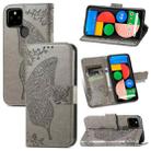 For Google Pixel 5A Butterfly Love Flower Embossed Horizontal Flip Leather Case with Bracket & Card Slot & Wallet & Lanyard(Gray) - 1