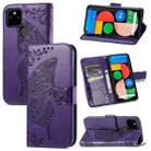 For Google Pixel 5A Butterfly Love Flower Embossed Horizontal Flip Leather Case with Bracket & Card Slot & Wallet & Lanyard(Dark Purple) - 1