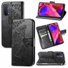 For OPPO A93 Butterfly Love Flower Embossed Horizontal Flip Leather Case with Bracket & Card Slot & Wallet & Lanyard(Black) - 1