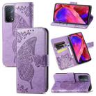 For OPPO A93 Butterfly Love Flower Embossed Horizontal Flip Leather Case with Bracket & Card Slot & Wallet & Lanyard(Light Purple) - 1