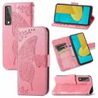 For LG Stylo 7 5G Butterfly Love Flower Embossed Horizontal Flip Leather Case with Bracket & Card Slot & Wallet & Lanyard(Pink) - 1