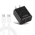 LZ-715 20W PD + QC 3.0 Dual Ports Fast Charging Travel Charger with USB-C / Type-C to USB-C / Type-C Data Cable, US Plug(Black) - 1