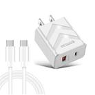 LZ-715 20W PD + QC 3.0 Dual Ports Fast Charging Travel Charger with USB-C / Type-C to USB-C / Type-C Data Cable, US Plug(White) - 1