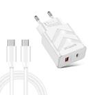 LZ-715 20W PD + QC 3.0 Dual Ports Fast Charging Travel Charger with USB-C / Type-C to USB-C / Type-C Data Cable, EU Plug(White) - 1