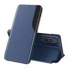 For Samsung Galaxy A02 Side Display  Shockproof Horizontal Flip Leather Case with Holder(Blue) - 1