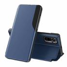 For Xiaomi Redmi Note10 4G / Note 10S Side Display  Shockproof Horizontal Flip Leather Case with Holder(Blue) - 1