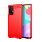 For Samsung Galaxy A52 5G/4G MOFI Gentleness Series Brushed Texture Carbon Fiber Soft TPU Case(Red) - 1