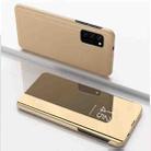 For Samsung Galaxy A72 5G/4G Plated Mirror Horizontal Flip Leather Case with Holder(Gold) - 1