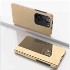 For Redmi K40/K40 Pro/K40 Pro+/Poco F3 Plated Mirror Horizontal Flip Leather Case with Holder(Gold) - 1