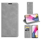 For Motorola Moto G Stylus 2021 Retro-skin Business Magnetic Suction Leather Case with Holder & Card Slots & Wallet(Grey) - 1