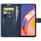 For OPPO A94 4G / F19 Pro Retro Calf Pattern Buckle Horizontal Flip Leather Case with Holder & Card Slots & Wallet(Blue) - 3