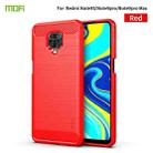 For Xiaomi Redmi Note 9s / Note 9 Pro / Note 9 Pro Max / Foco M2 Pro MOFI Gentleness Series Brushed Texture Carbon Fiber Soft TPU Case(Red) - 1