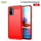 For Xiaomi Redmi Note 10 / Note 10S MOFI Gentleness Series Brushed Texture Carbon Fiber Soft TPU Case(Red) - 1