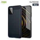 For Xiaomi Poco M3 / Redmi 9T MOFI Gentleness Series Brushed Texture Carbon Fiber Soft TPU Case(Blue) - 1