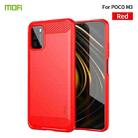 For Xiaomi Poco M3 / Redmi 9T MOFI Gentleness Series Brushed Texture Carbon Fiber Soft TPU Case(Red) - 1