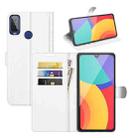For Alcatel 1L 2021 Litchi Texture Horizontal Flip Protective Case with Holder & Card Slots & Wallet(White) - 1