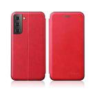 For Samsung Galaxy S21+ 5G Retro Texture Magnetic Leather Case with Card Slot & Holder(Red) - 1