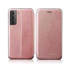 For Samsung Galaxy S21+ 5G Retro Texture Magnetic Leather Case with Card Slot & Holder(Rose Gold) - 1