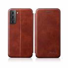 For Samsung Galaxy S21+ 5G Retro Texture Magnetic Leather Case with Card Slot & Holder(Brown) - 1