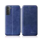 For Samsung Galaxy S21+ 5G Retro Texture Magnetic Leather Case with Card Slot & Holder(Blue) - 1
