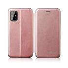 For Samsung Galaxy A42 5G ntegrated Electricity Pressing Retro Texture Magnetic TPU+PU Leather Case with Card Slot & Holder(Rose Gold) - 1