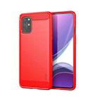 For OnePlus 8T MOFI Gentleness Series Brushed Texture Carbon Fiber Soft TPU Case(Red) - 1