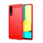 For LG Stylo 7 5G MOFI Gentleness Series Brushed Texture Carbon Fiber Soft TPU Case(Red) - 1