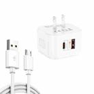 YSY-6087PD 20W PD3.0 + QC3.0 Dual Fast Charge Travel Charger with USB to Micro USB Data Cable, Plug Size:US Plug - 1
